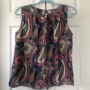 Talbots Petites 100% Silk Paisley Blouse Top Sleeveless Size 10P Multicolor